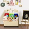 Kids Wooden Toy Storage Unit Organizer with Rolling Toy Box and Plastic Bins