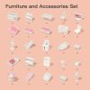 Big Wooden Dollhouse with Furniture Doll House Play Set Gift for Kids Girls