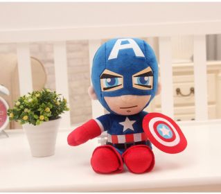 Disney Anime Plush Toy Spider-Man Doll Marvel Avengers Soft Plush Hero Captain America Iron Man Kids Christmas Gifts (Height: 27cm, Color: Captain America)