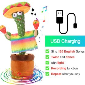 Bluetooth Dancing Cactus Repeat Talking Toy 60/120 Songs Electronic Plush Toys Singing Recording Doll Early Education for Kids (Color: Charge Hammer, Ships From: China)