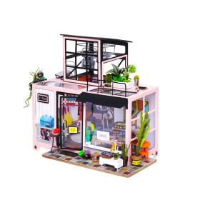 DIY Miniature Dollhouse Kit | 3D Model Craft Kit | Pre Cut Pieces | LED Lights | 1:24 Scale | Adult Teen (SKU: DG13)