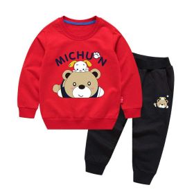 Baby Cartoon Bear Graphic Hoodie With Trousers Sets (Size/Age: 80 (9-12M), Color: Coffee)