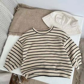 Baby Striped Pattern Puff Sleeve New Style Hoodie In Autumn (Size/Age: 110 (3-5Y), Color: White)