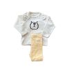 Baby Cute Bear Pattern Shirt Combo Plaid Pattern Pants Sets Home Clothes