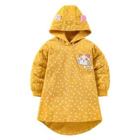 Baby Girl Car Patched & Dot Graphic Long Hoodie Combo Leggings 1 Pieces Sets (Size/Age: 140 (8-10Y), Color: Yellow)