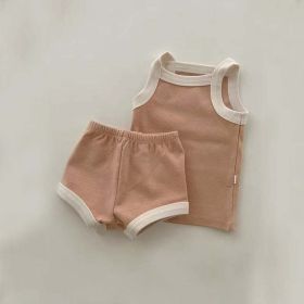 Baby Girl Solid Color Thin Style Pure Cotton Vest Combo Shorts 2 Pieces Sets Home Clothes (Size/Age: 90 (12-24M), Color: Orange)