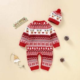 Baby Christmas Pattern Newborn Romper (Size/Age: 80 (9-12M), Color: Red)