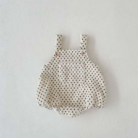Baby Print Pattern Vintage Style Cute Strap Onesies (Size/Age: 73 (6-9M), Color: beige)
