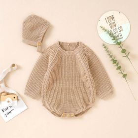 Baby Solid Color Long Sleeve Knitted Woolen Onesies (Size/Age: 73 (6-9M), Color: Khaki)