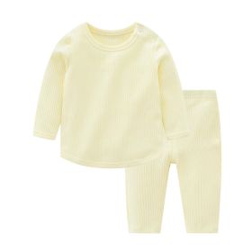 Baby Solid Color Long Sleeve Underwear Sets In Spring & Autumn (Size/Age: 100 (2-3Y), Color: beige)