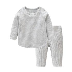 Baby Solid Color Long Sleeve Underwear Sets In Spring & Autumn (Size/Age: 100 (2-3Y), Color: GREY)