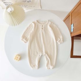 Baby Solid Color Long Sleeve Soft Cotton Simple Style Romper (Size/Age: 66 (3-6M), Color: Apricot)