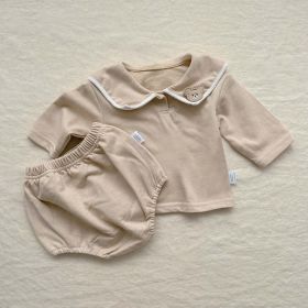 Baby Girl Bear Patched Pattern College Style Onesies & Sets (Size/Age: 90 (12-24M), Color: pink)