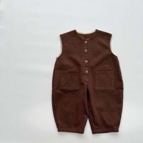 Baby Solid Color Sleeveless Unisex Overall (Size/Age: 110 (3-5Y), Color: Coffee)