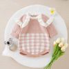 Baby Girl Checkerboard Pattern Lace Design Onesies In Autumn