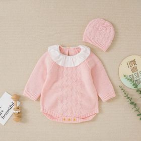 Baby Girl 1pcs Solid Color Doll Neck Design Triangle Onesies (Size/Age: 80 (9-12M), Color: pink)