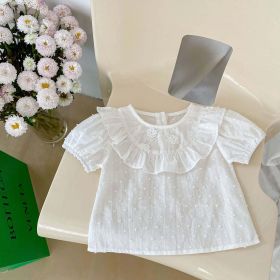 Baby Solid Color Puff Sleeve Blouses Combo Shorts Sets (Size/Age: 100 (2-3Y), Color: White)