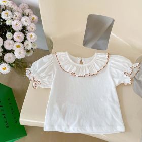 Baby Solid Color Puff Sleeve Blouses Combo Shorts Sets (Size/Age: 80 (9-12M), Color: beige)