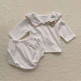 Baby Girl Bear Patched Pattern College Style Onesies & Sets (Size/Age: 73 (6-9M), Color: beige)