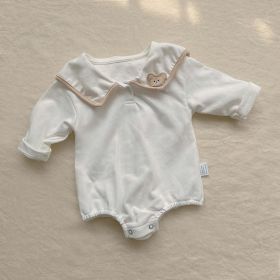 Baby Girl Bear Patched Pattern College Style Onesies & Sets (Size/Age: 73 (6-9M), Color: White)