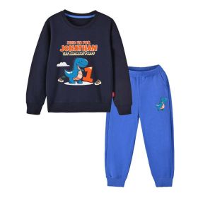 Baby Boy Cartoon Dinosaur Print Pattern Hoodie Combo Trousers Cotton 1 Pieces Sets (Size/Age: 120 (5-7Y), Color: black)