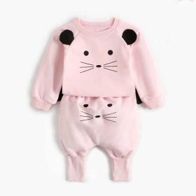 Baby Cartoon Animal Pattern Hoodie Combo Big PP Pants Sets (Size/Age: 73 (6-9M), Color: pink)