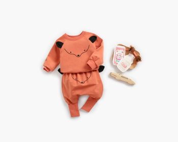 Baby Cartoon Animal Pattern Hoodie Combo Big PP Pants Sets (Size/Age: 80 (9-12M), Color: Orange)