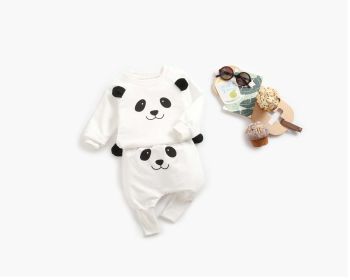 Baby Cartoon Animal Pattern Hoodie Combo Big PP Pants Sets (Size/Age: 80 (9-12M), Color: White)