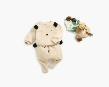 Baby Cartoon Animal Pattern Hoodie Combo Big PP Pants Sets (Size/Age: 100 (2-3Y), Color: Khaki)