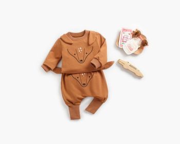 Baby Cartoon Animal Pattern Hoodie Combo Big PP Pants Sets (Size/Age: 80 (9-12M), Color: brown)