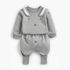Baby Cartoon Animal Pattern Hoodie Combo Big PP Pants Sets (Size/Age: 80 (9-12M), Color: GREY)