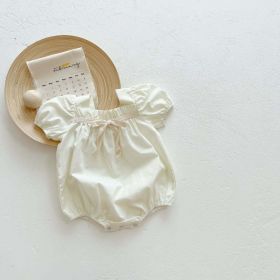 Baby Girl Lovely Bow-Tie Short-Sleeved Onesies (Size/Age: 80 (9-12M), Color: beige)