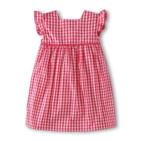 Girl Kids Doll Collar Sleeveless Dress In Summer Outfit Wearing (Size/Age: 80 (9-12M), Color: Red)