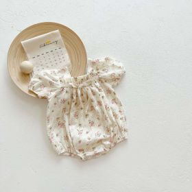 Baby Girl Lovely Bow-Tie Short-Sleeved Onesies (Size/Age: 66 (3-6M), Color: Apricot)