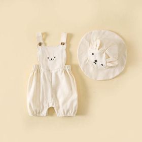 Baby Boys And Girls Stereoscopic Bear Sleeveless Straps Shorts With Sun Hat Sets In Summer (Size/Age: 100 (2-3Y), Color: beige)