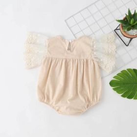 Baby Girl Lace-Sleeved Combo Lace-Collared Solid Onesies (Size/Age: 66 (3-6M), Color: Apricot)