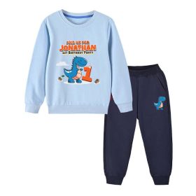 Baby Boy Cartoon Dinosaur Print Pattern Hoodie Combo Trousers Cotton 1 Pieces Sets (Size/Age: 90 (12-24M), Color: gold)