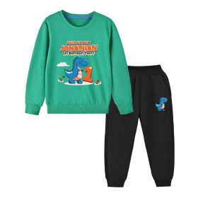 Baby Boy Cartoon Dinosaur Print Pattern Hoodie Combo Trousers Cotton 1 Pieces Sets (Size/Age: 80 (9-12M), Color: Green)