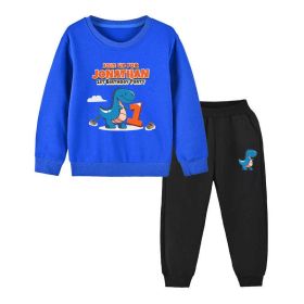 Baby Boy Cartoon Dinosaur Print Pattern Hoodie Combo Trousers Cotton 1 Pieces Sets (Size/Age: 80 (9-12M), Color: Blue)