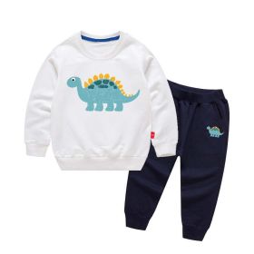 Baby Boy Cartoon Dinosaur Pattern Hoodie Combo Casual Pants Sport Style Sets (Size/Age: 90 (12-24M), Color: White)