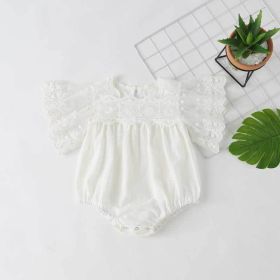 Baby Girl Lace-Sleeved Combo Lace-Collared Solid Onesies (Size/Age: 73 (6-9M), Color: White)
