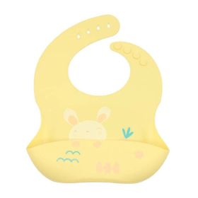 Baby Cartoon Animal Print Food Grade Multi-Adjustable Silicone Bibs (Size/Age: Average Size (0-8Y), Color: Yellow)