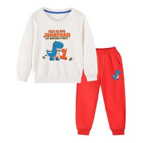 Baby Boy Cartoon Dinosaur Print Pattern Hoodie Combo Trousers Cotton 1 Pieces Sets (Size/Age: 90 (12-24M), Color: pink)