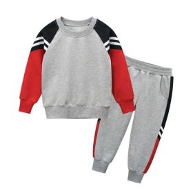 Baby Boy Contrast Design Hoodies Combo Side Print Trousers Sport Style Sets (Size/Age: 120 (5-7Y), Color: Red)