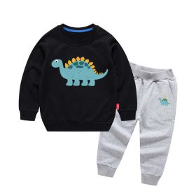 Baby Boy Cartoon Dinosaur Pattern Hoodie Combo Casual Pants Sport Style Sets (Size/Age: 100 (2-3Y), Color: black)