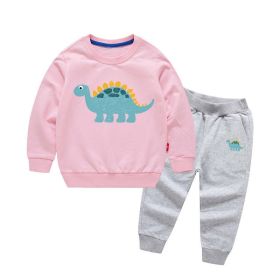 Baby Boy Cartoon Dinosaur Pattern Hoodie Combo Casual Pants Sport Style Sets (Size/Age: 120 (5-7Y), Color: pink)