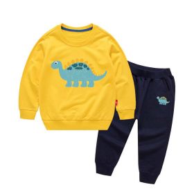 Baby Boy Cartoon Dinosaur Pattern Hoodie Combo Casual Pants Sport Style Sets (Size/Age: 110 (3-5Y), Color: Yellow)