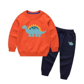 Baby Boy Cartoon Dinosaur Pattern Hoodie Combo Casual Pants Sport Style Sets (Size/Age: 80 (9-12M), Color: Orange)