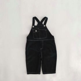 Baby Boy And Girl Solid Color Design Strap Rompers (Size/Age: 120 (5-7Y), Color: black)