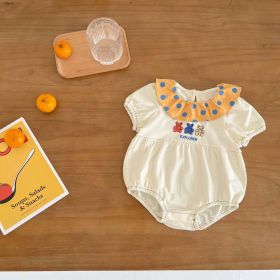 Baby Girl Embroidery Bear Pattern Short Sleeved Onesies (Size/Age: 100 (2-3Y), Color: beige)